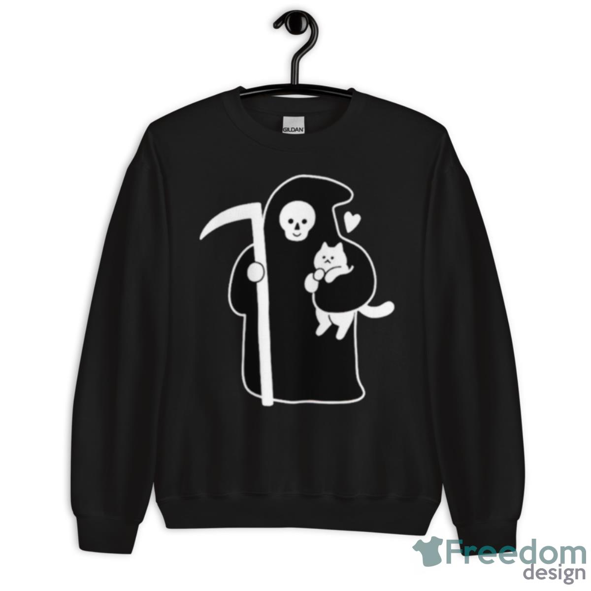 Grim Reaper Loves Cats Shirt - Unisex Crewneck Sweatshirt