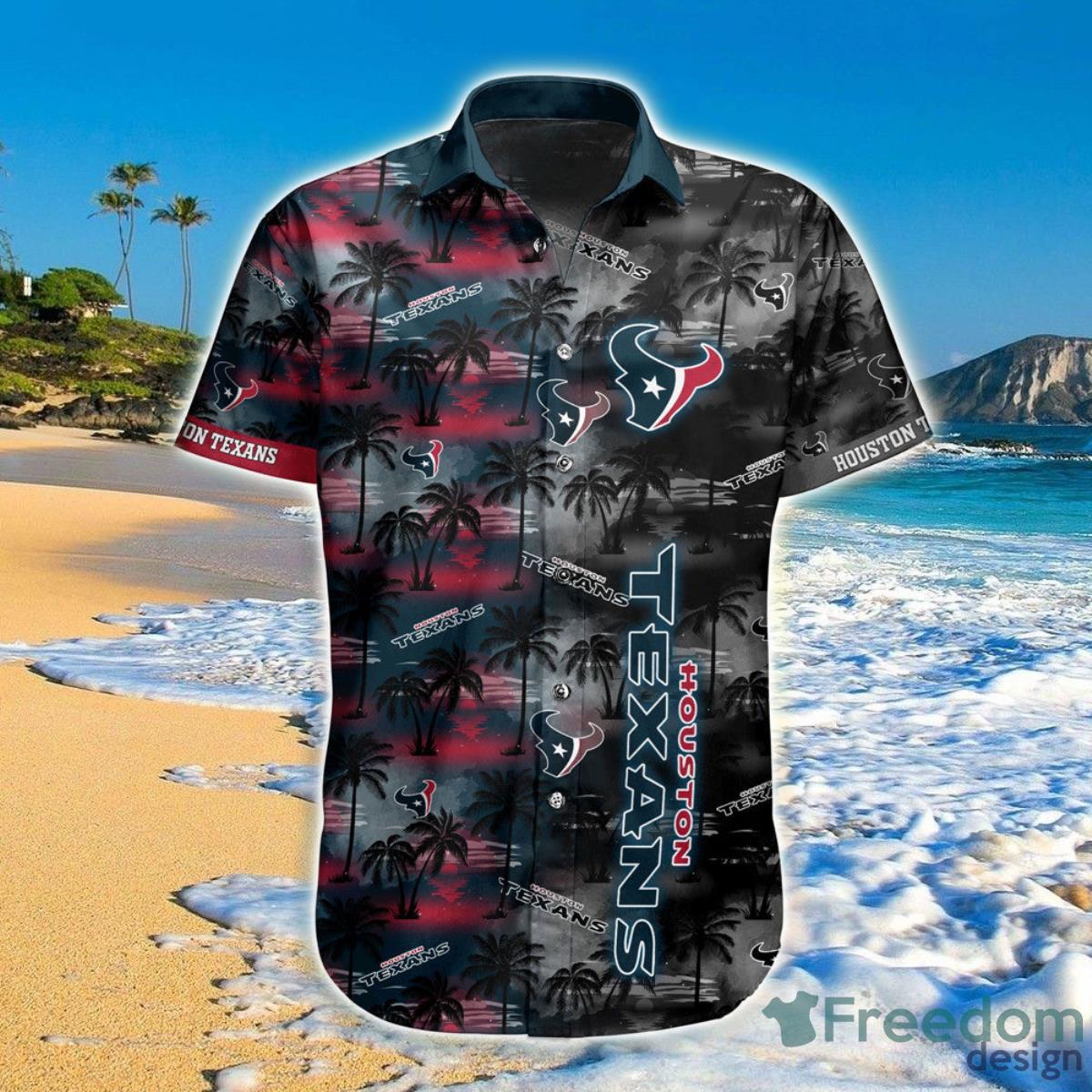 Houston Texans Hawaiian Shirt Palm Tree Pattern For Men And Women Product Photo 1