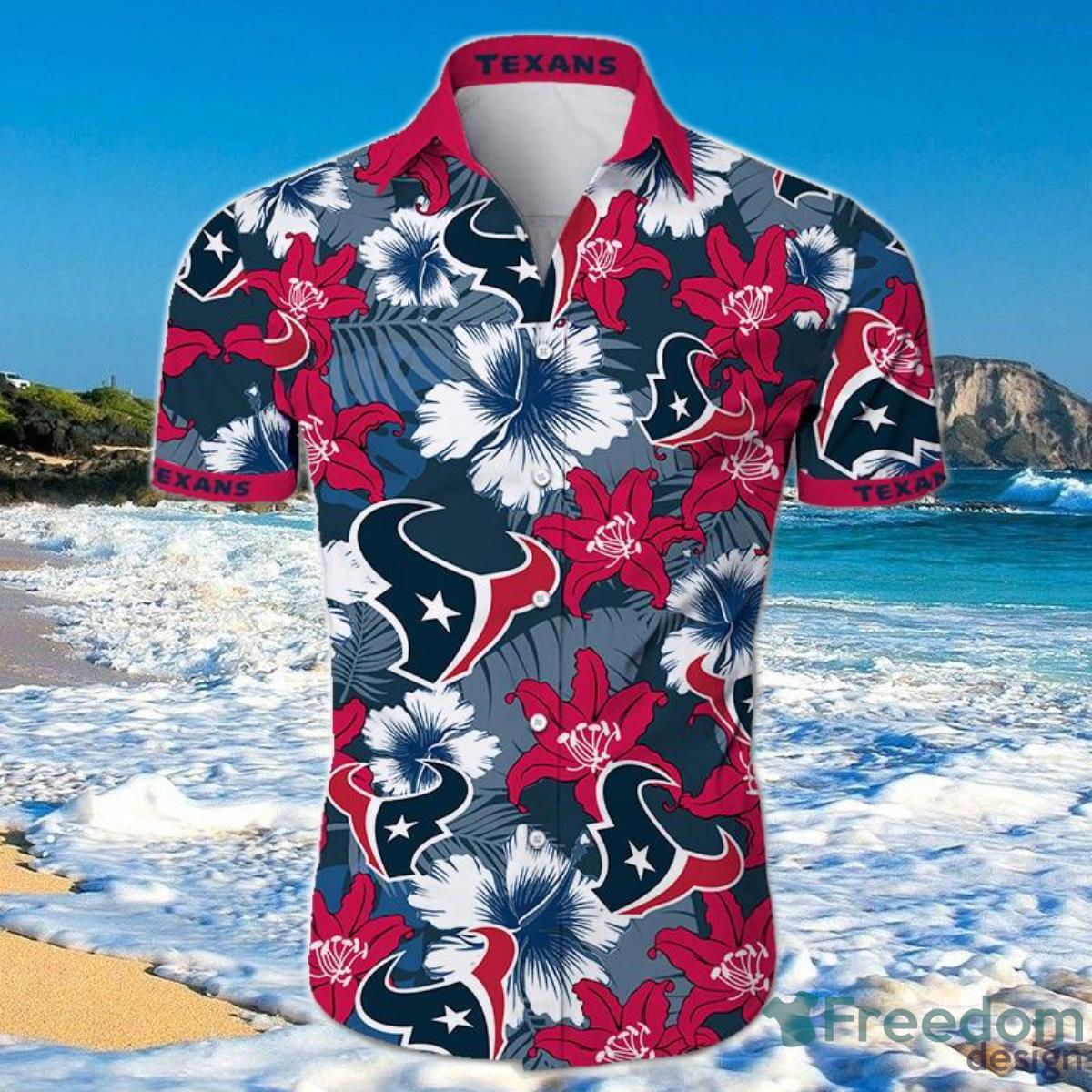 Houston Texans Hawaiian Shirt Tropical Flower Short Sleeve Product Photo 1