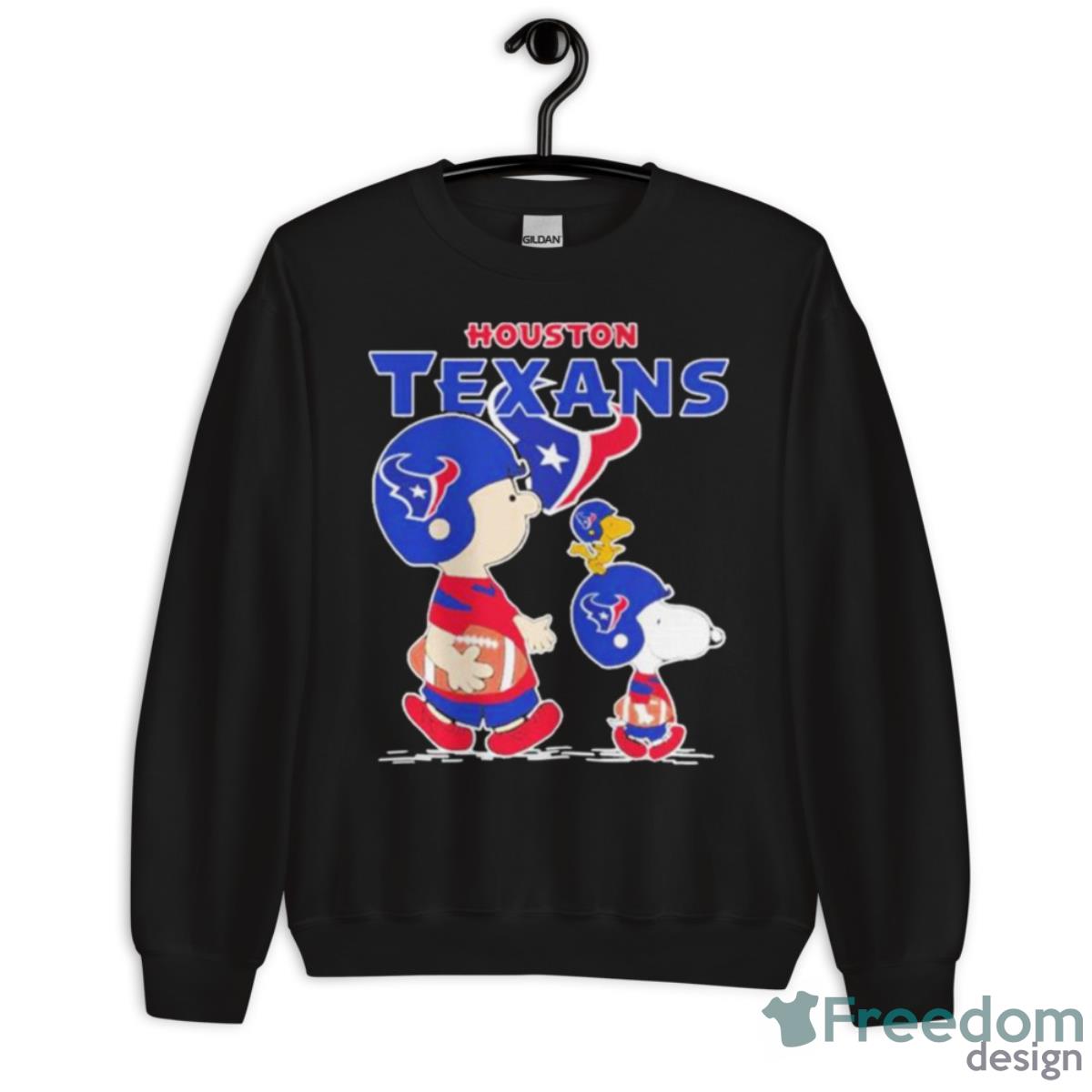 Houston Texans Snoopy Plays The Football Game Shirt - Unisex Crewneck Sweatshirt