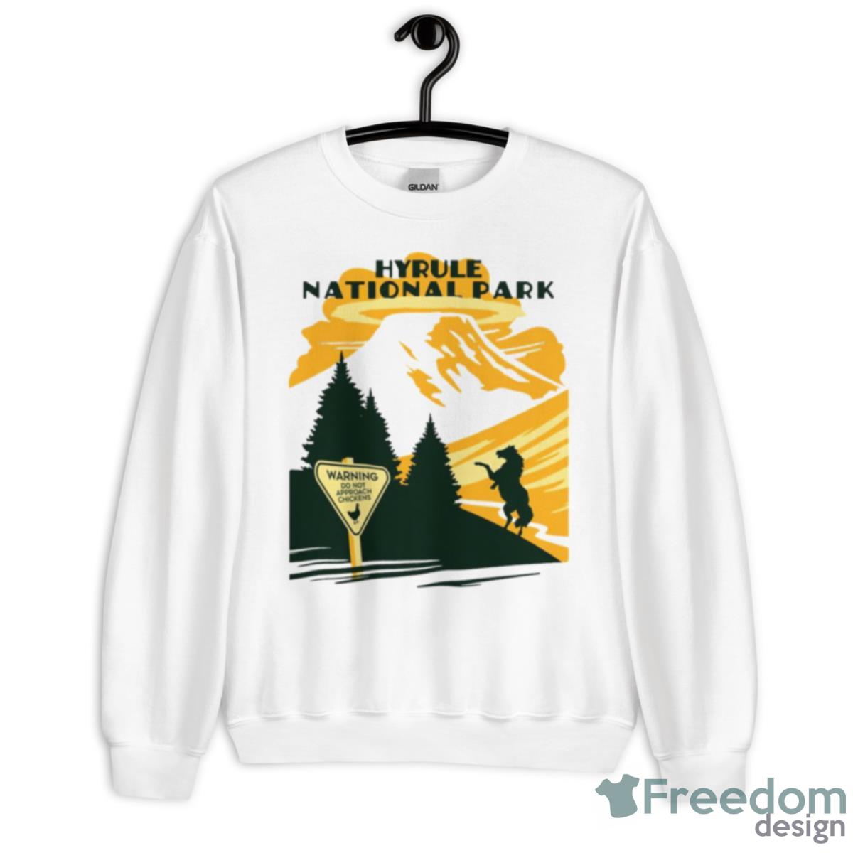 Hyrule National Park Warning Do Not Approach Chickens Shirt - Unisex Heavy Blend Crewneck Sweatshirt