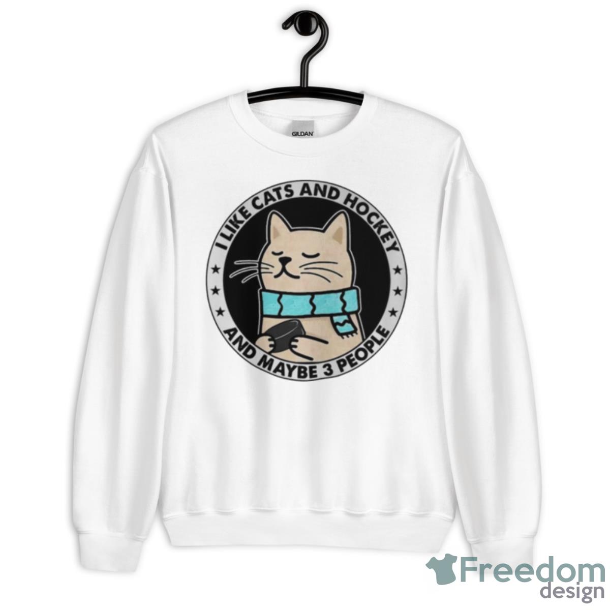 I Like Cats And Hockey And Maybe 3 People Shirt - Unisex Heavy Blend Crewneck Sweatshirt