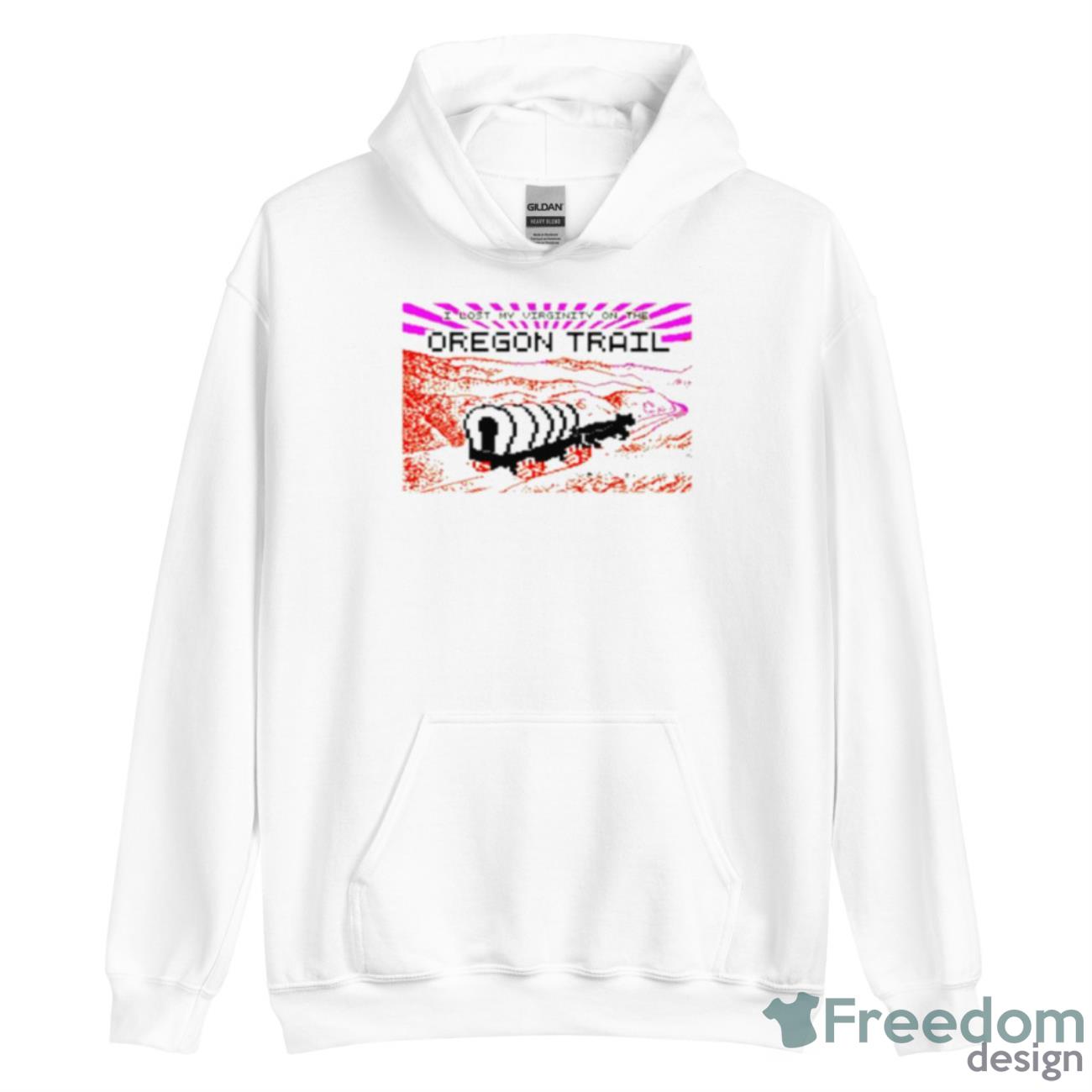 I Lost My Virginity On The Oregon Trail 8 Bit Shirt - Unisex Heavy Blend Hooded Sweatshirt