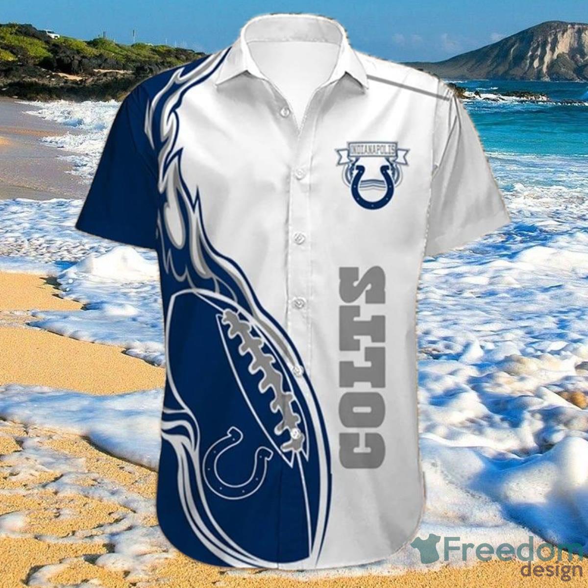 Indianapolis Colts Hawaiian Shirt Fireball Button Short Sleeve Product Photo 1