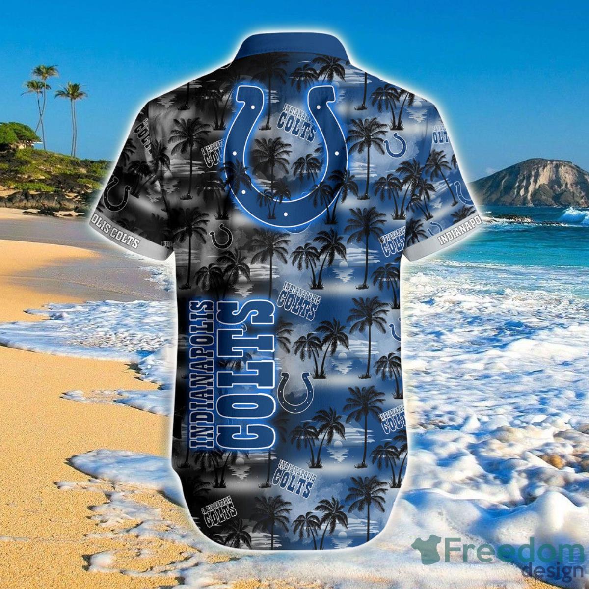 Indianapolis Colts Hawaiian Shirt Palm Tree Pattern Product Photo 2