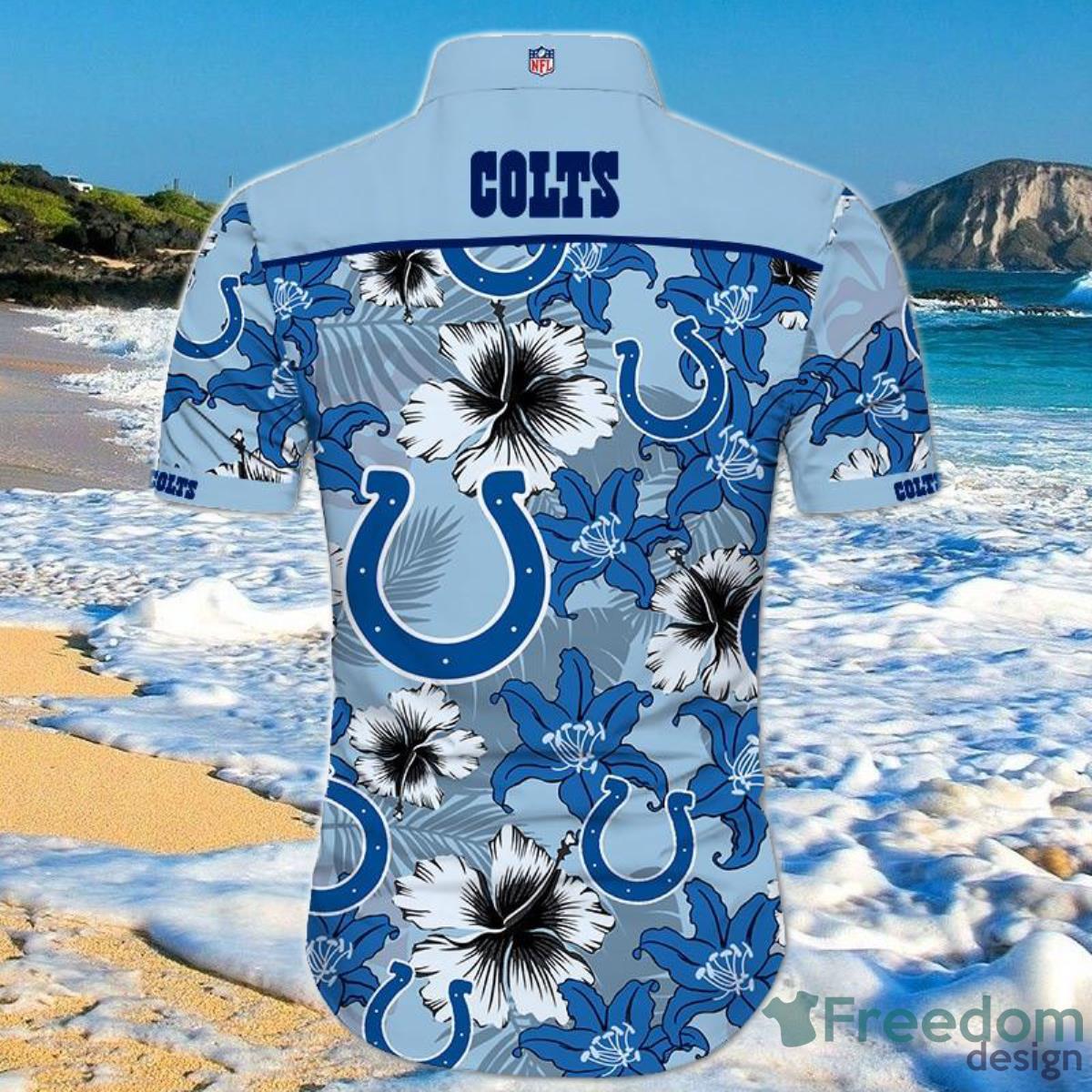 Indianapolis Colts Hawaiian Shirt Tropical Flower Short Sleeve Product Photo 1