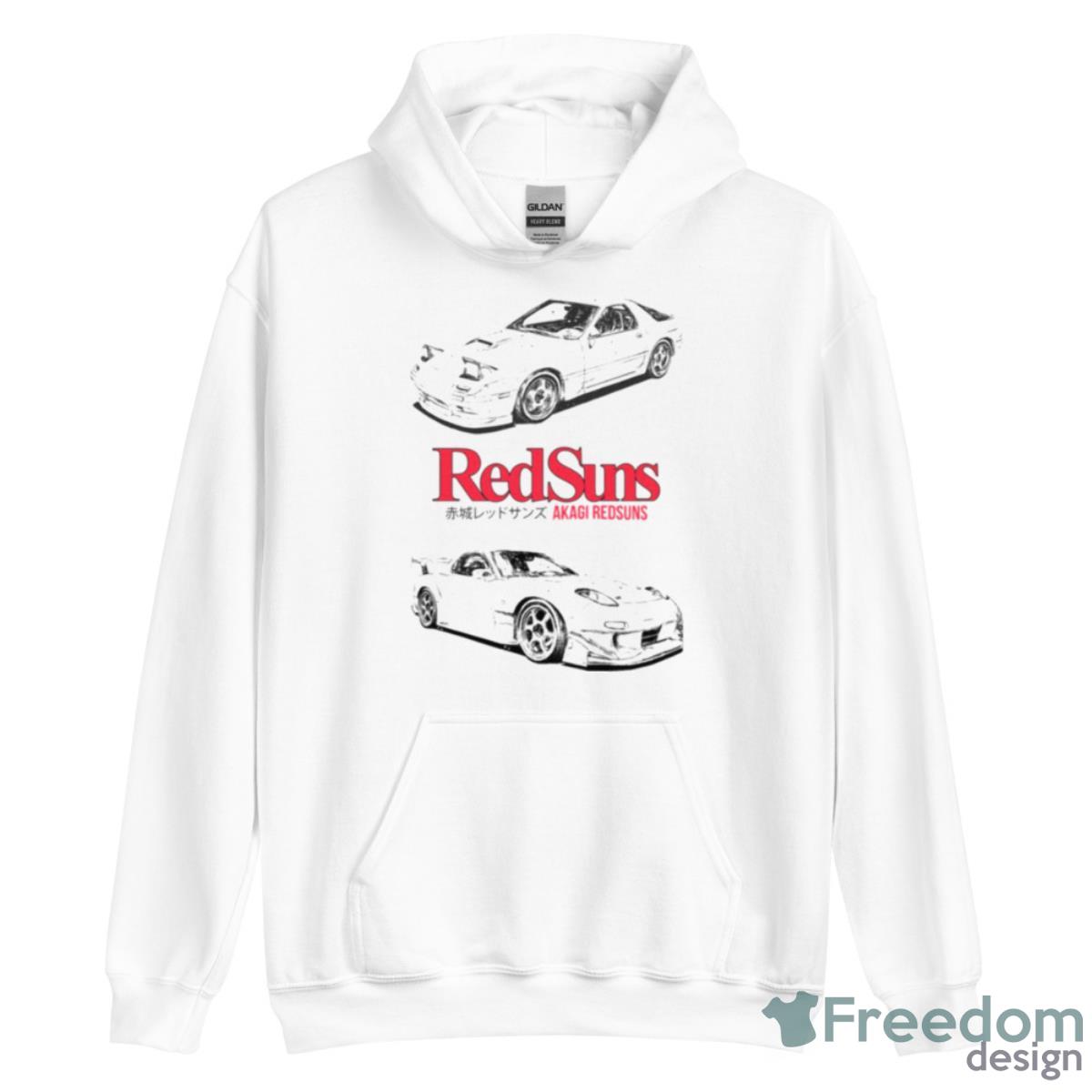 Initial D Akagi Redsuns Manga White Car Shirt image Initial D Akagi Redsuns Manga White Car Shirt - Unisex Heavy Blend Hooded Sweatshirt