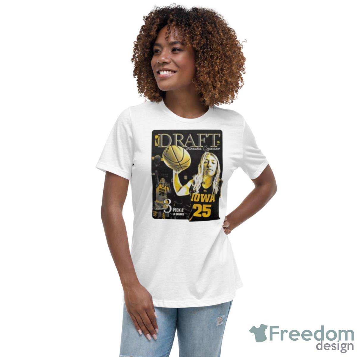 Iowa WoNFL Basketball Draft Monika Czinano Round 3 Pick 2 La Sparks Shirt - Womens Relaxed Short Sleeve Jersey Tee Iowa WoNFL Basketball Draft Monika Czinano Round 3 Pick 2 La Sparks Shirt - Womens Relaxed Short Sleeve Jersey Tee