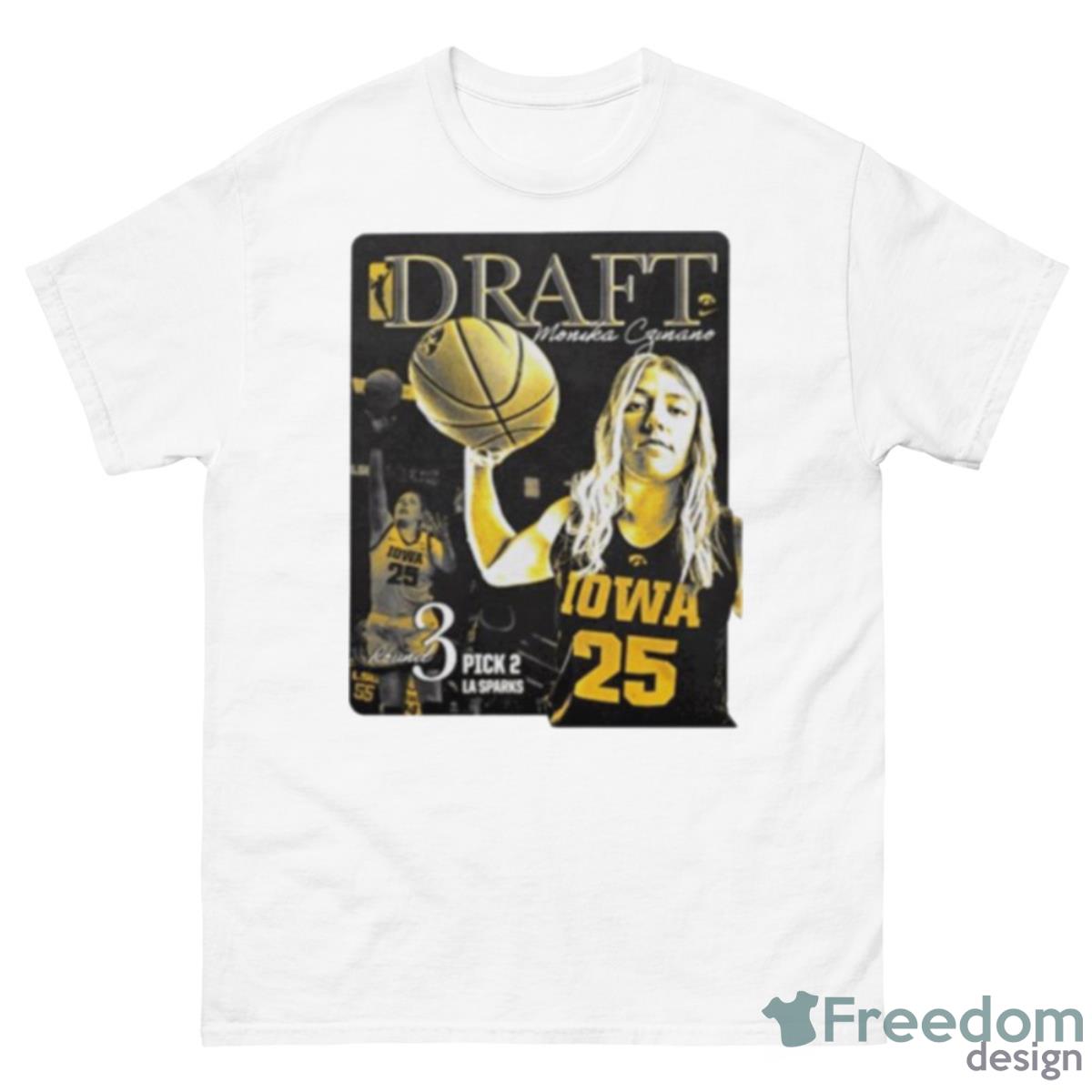 Iowa WoNFL Basketball Draft Monika Czinano Round 3 Pick 2 La Sparks Shirt - 500 Men’s Classic Tee Gildan
