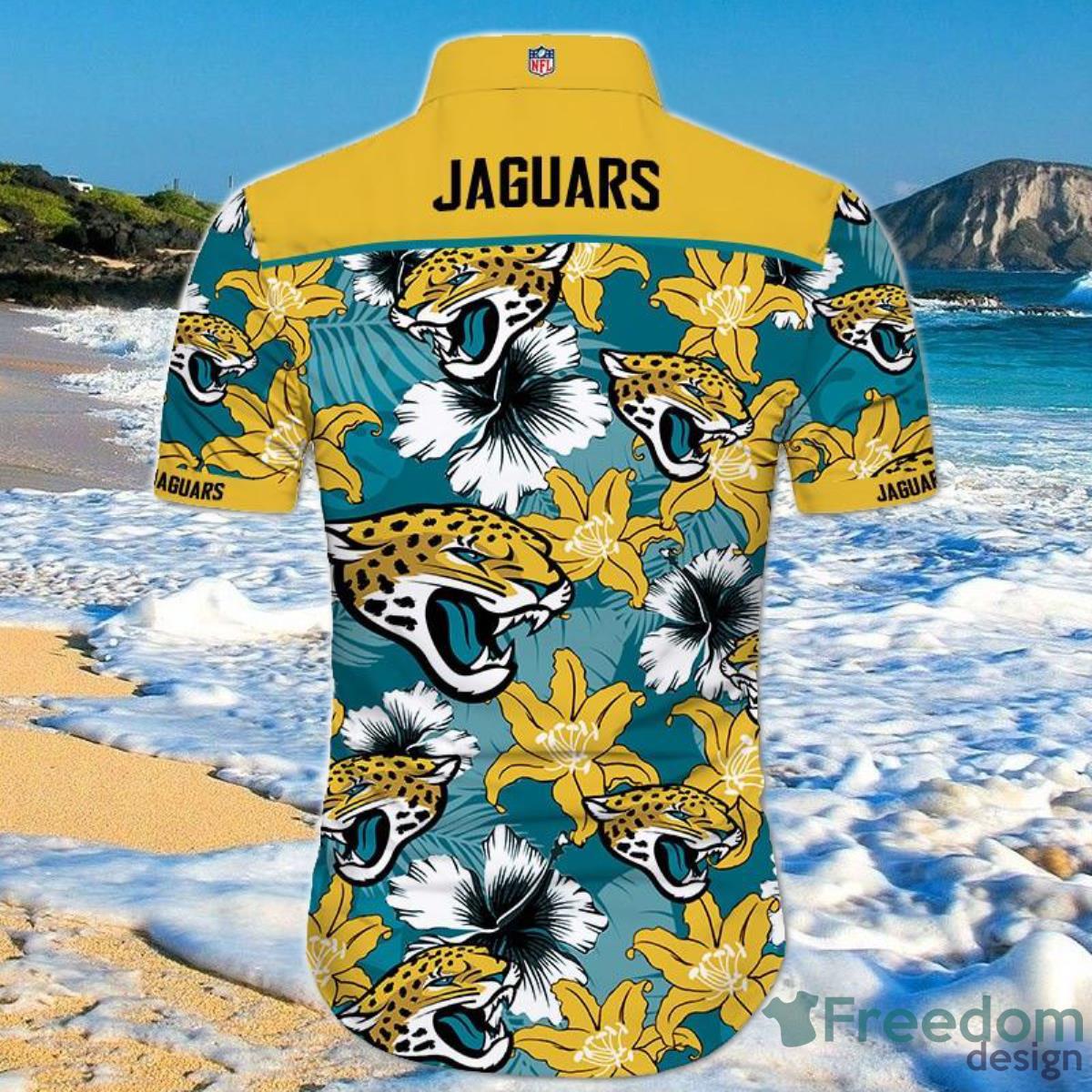 Jaguars Tropical Flower NFL Hawaiian Shirt, NFL Gifts For Fans