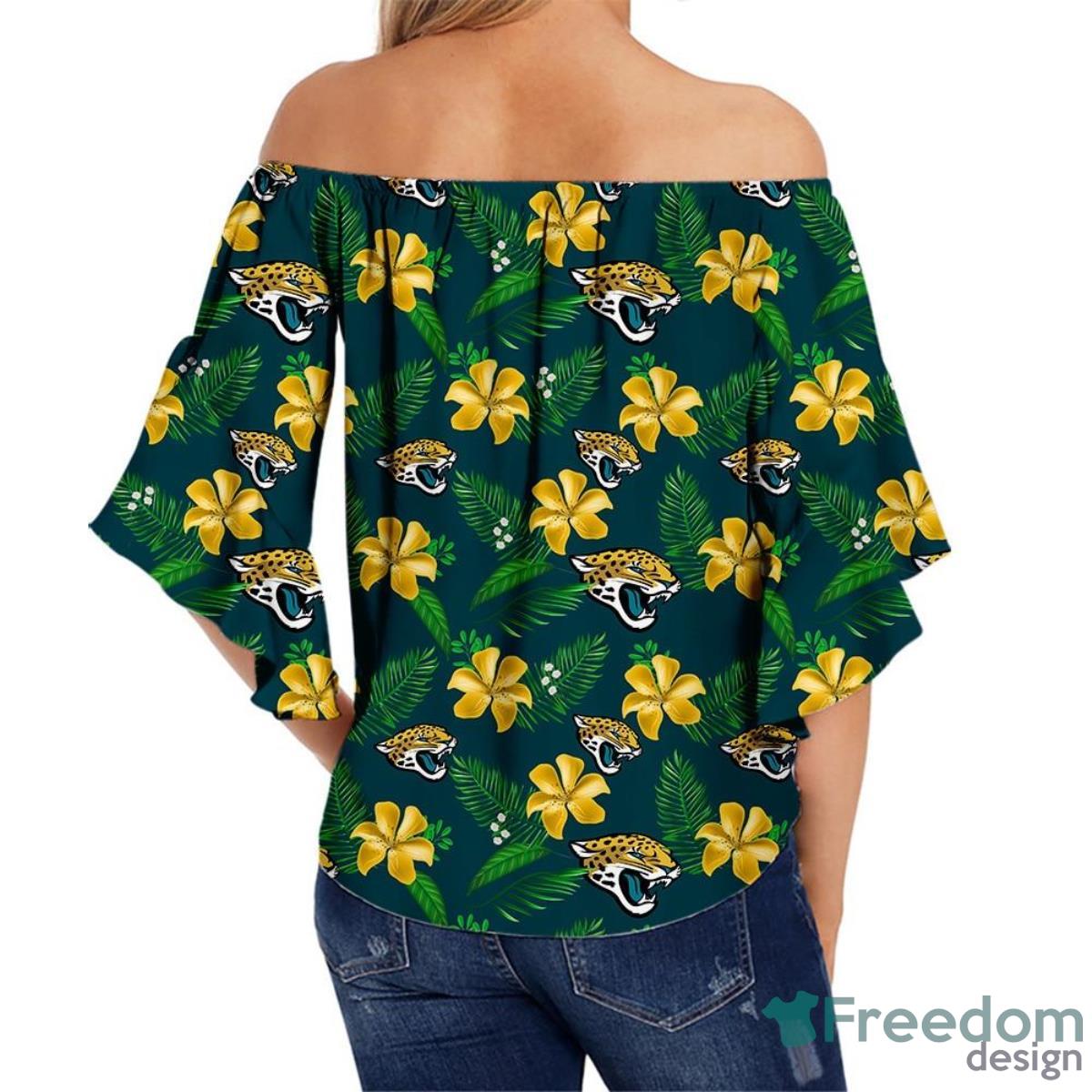 Jacksonville Jaguars Womens Shirt Floral Printed Strapless Short Sleeve Product Photo 2