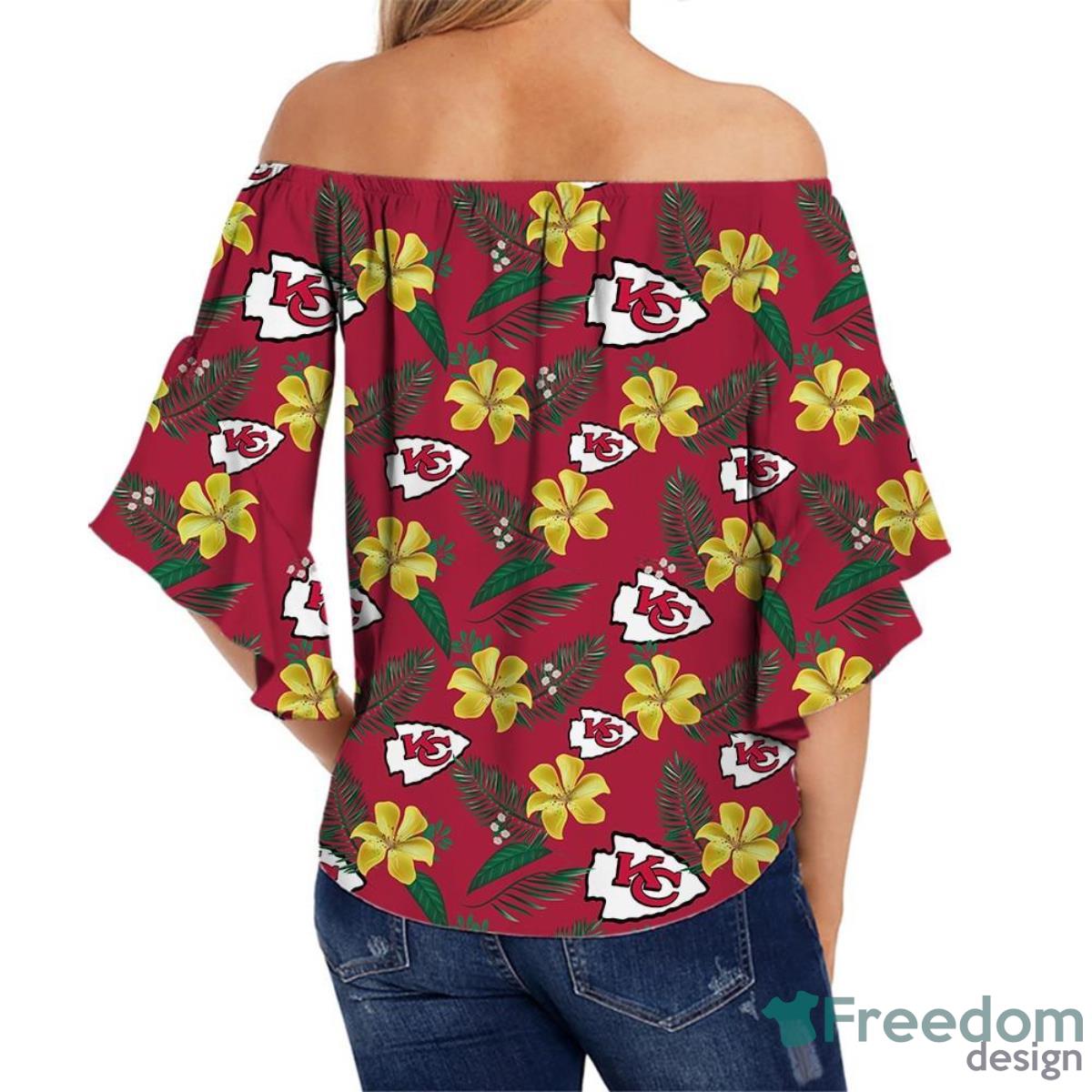 Kansas City Chiefs Shirt Womens Floral Printed Strapless Short Sleeve Product Photo 2