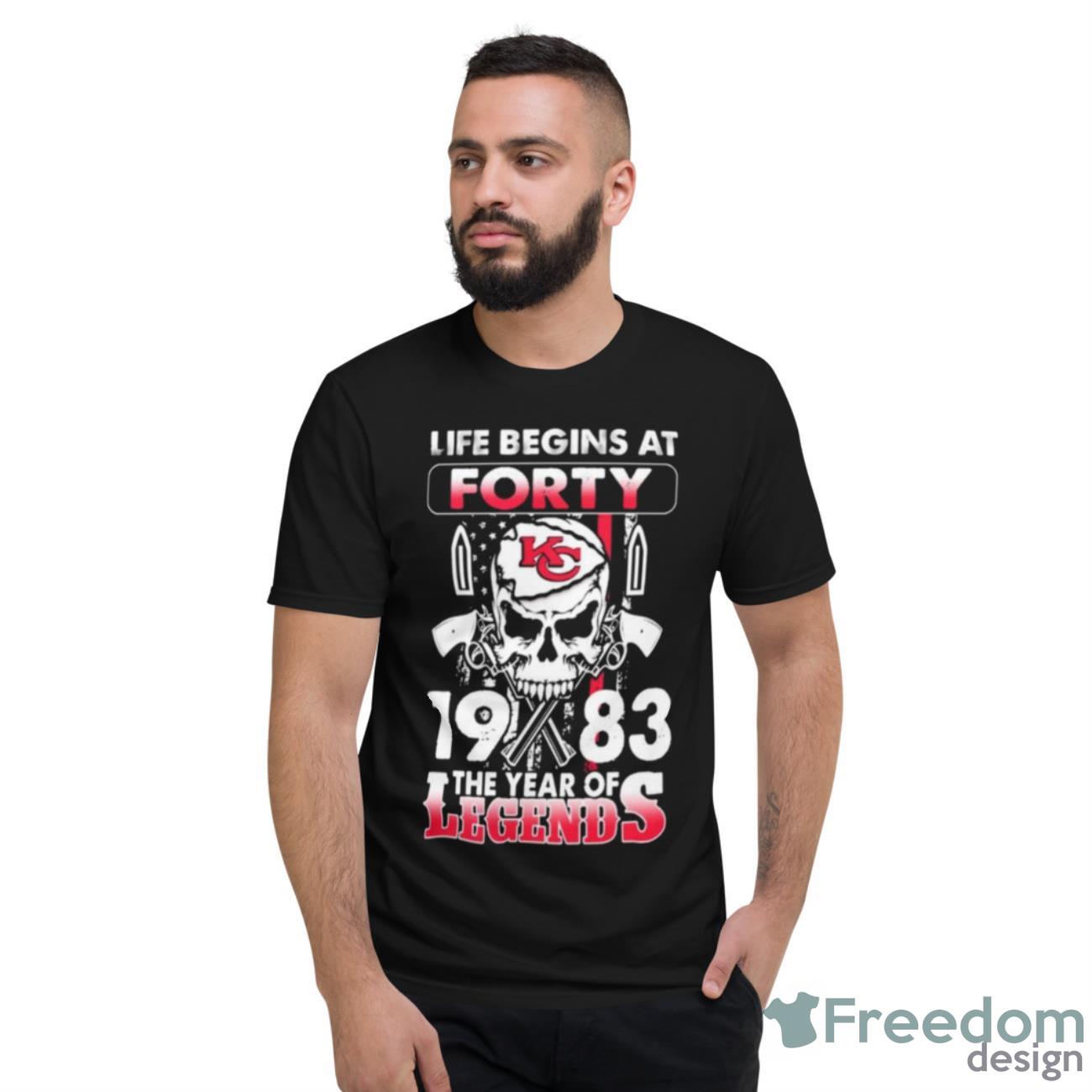 Kansas City Life Begins At Forty 1983 The Year Of Legends American Flag Shirt - Short Sleeve T-Shirt