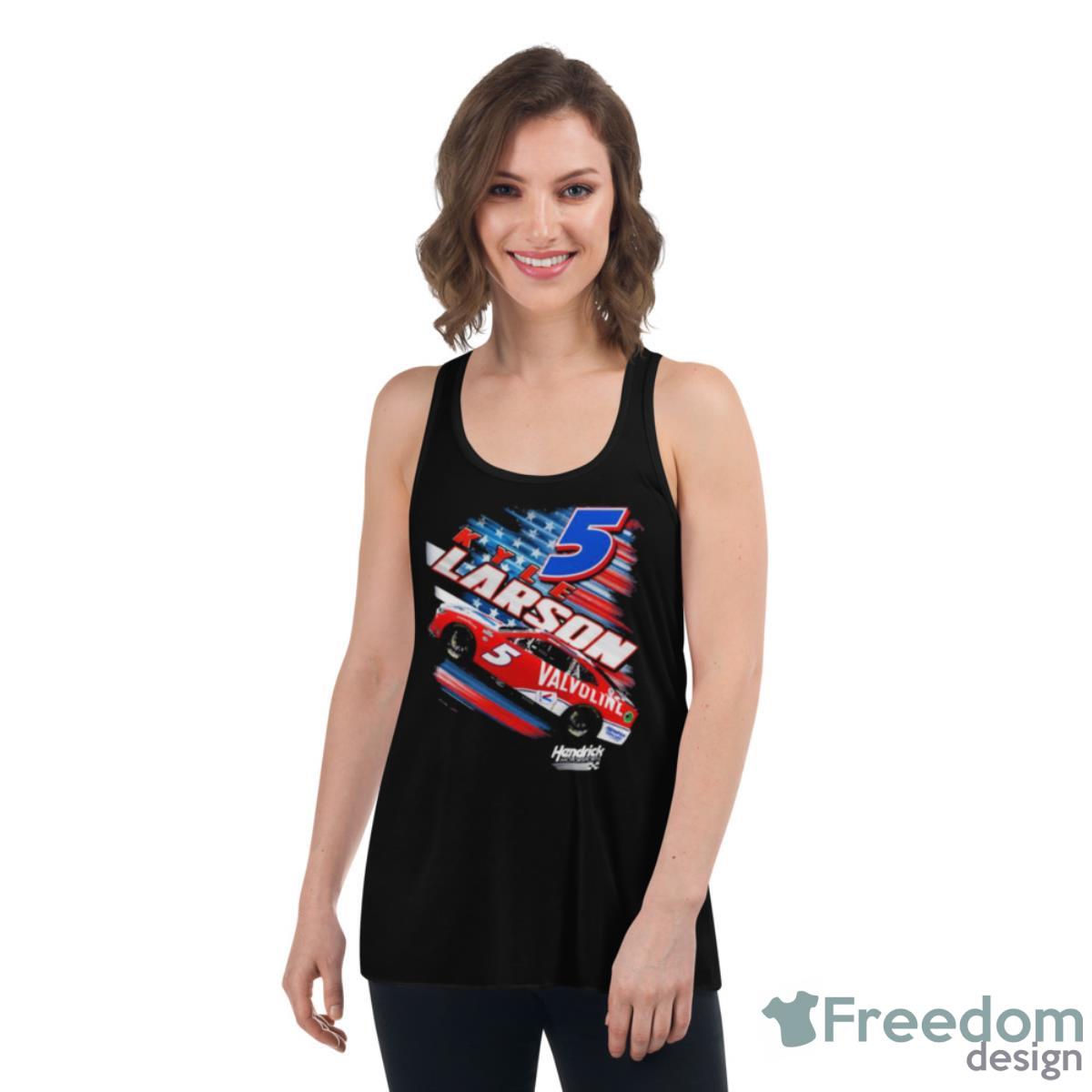 Kyle Larson #5 2023 Valvoline Patriotic Fuel Shirt - Womens Flowy Racerback Tank Kyle Larson #5 2023 Valvoline Patriotic Fuel Shirt - Womens Flowy Racerback Tank