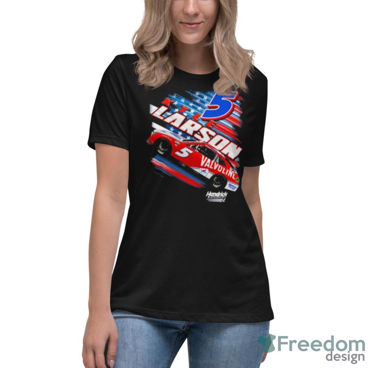 Kyle Larson #5 2023 Valvoline Patriotic Fuel Shirt - Womens Relaxed Short Sleeve Jersey Tee Kyle Larson #5 2023 Valvoline Patriotic Fuel Shirt - Womens Relaxed Short Sleeve Jersey Tee