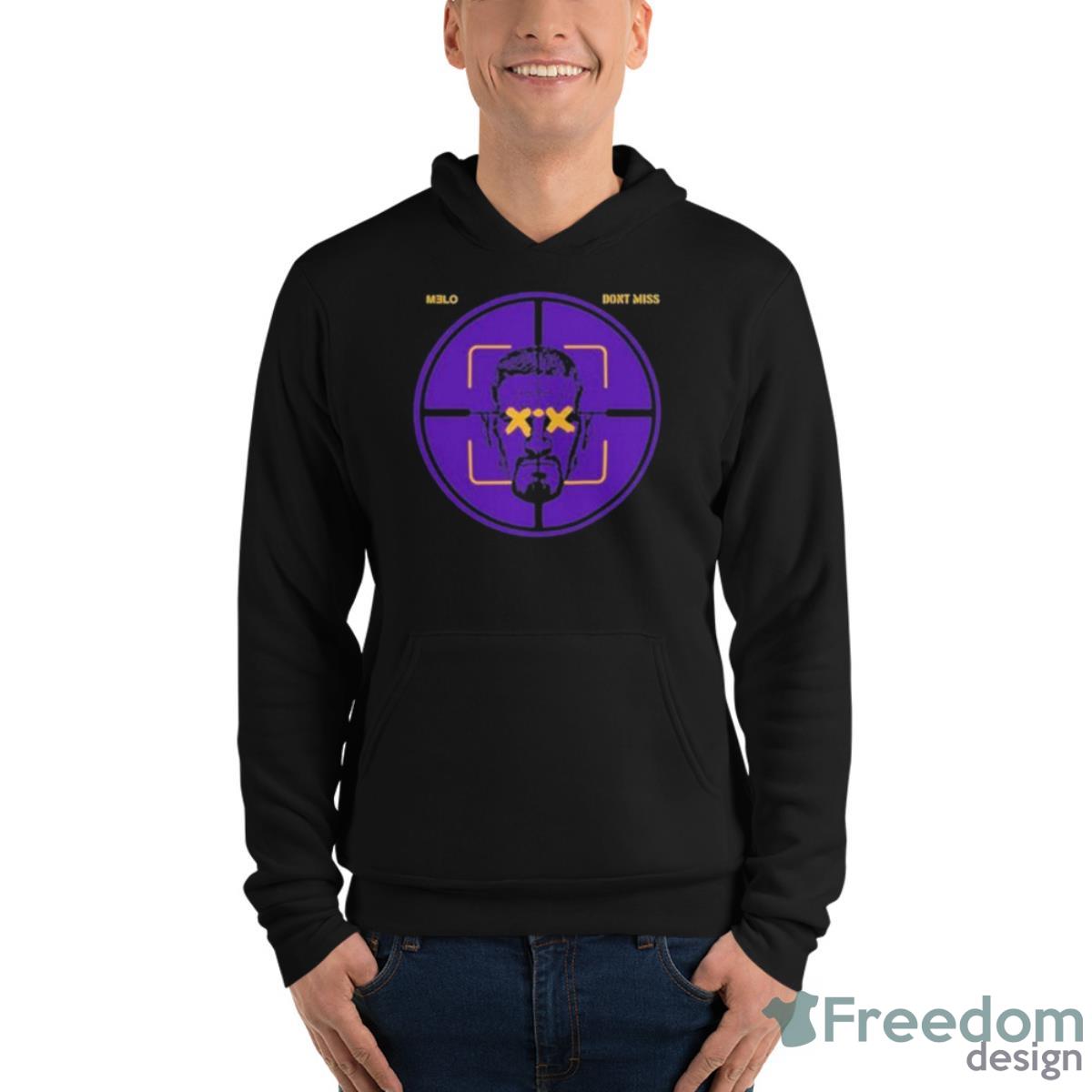Lakers Carmelo Hayes Melo Don’t Miss 2023 Shirt image Lakers Carmelo Hayes Melo Don’t Miss 2023 Shirt - Unisex Fleece Pullover Hoodie