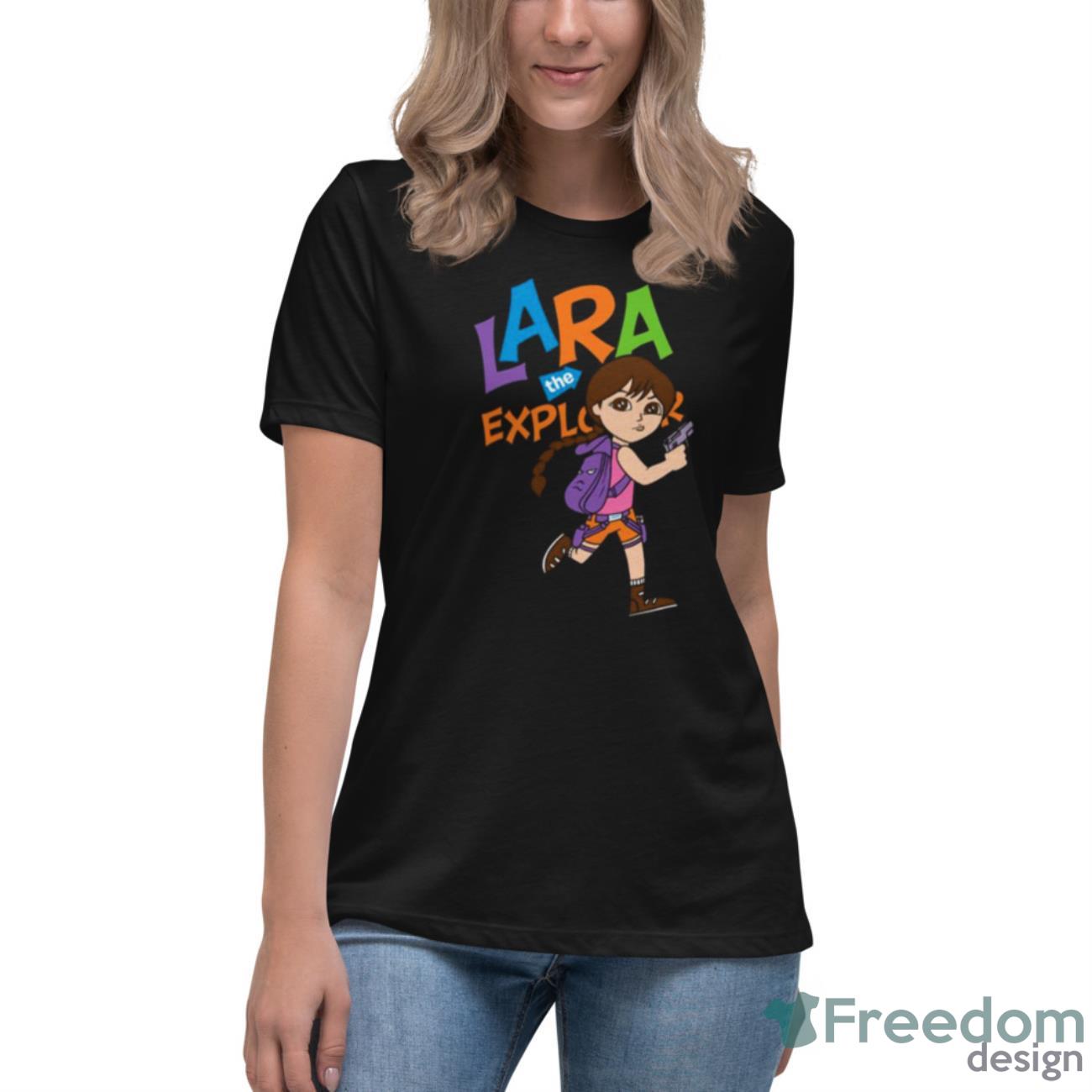 Lara The Explorer Tomb Raider Shirt - Womens Relaxed Short Sleeve Jersey Tee Lara The Explorer Tomb Raider Shirt - Womens Relaxed Short Sleeve Jersey Tee