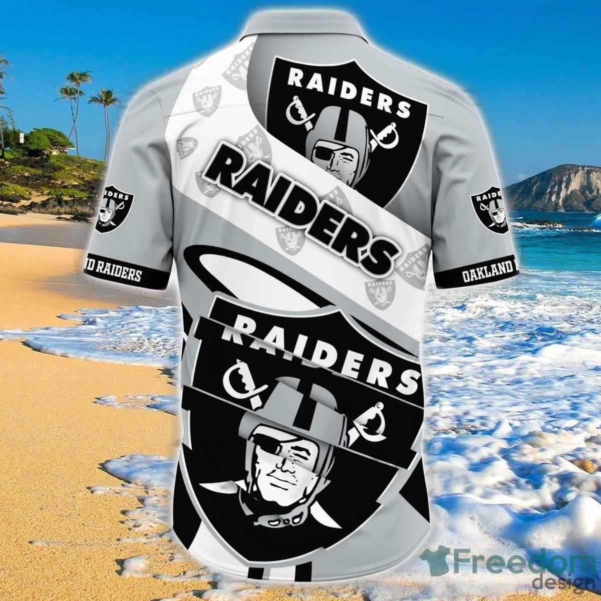 Las Vegas Raiders NFL Hawaiian Shirt Short Sleeve Big Logo Product Photo 2