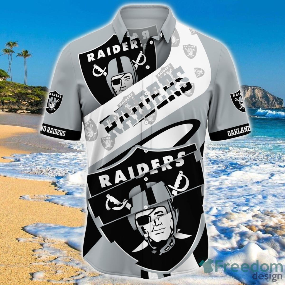 Las Vegas Raiders NFL Hawaiian Shirt Short Sleeve Big Logo Product Photo 1