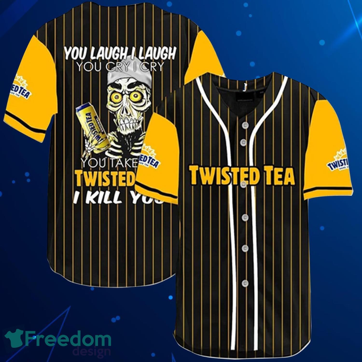 Laugh Cry Take My Twisted Tea I Kill You Baseball Jersey Shirt Product Photo 1