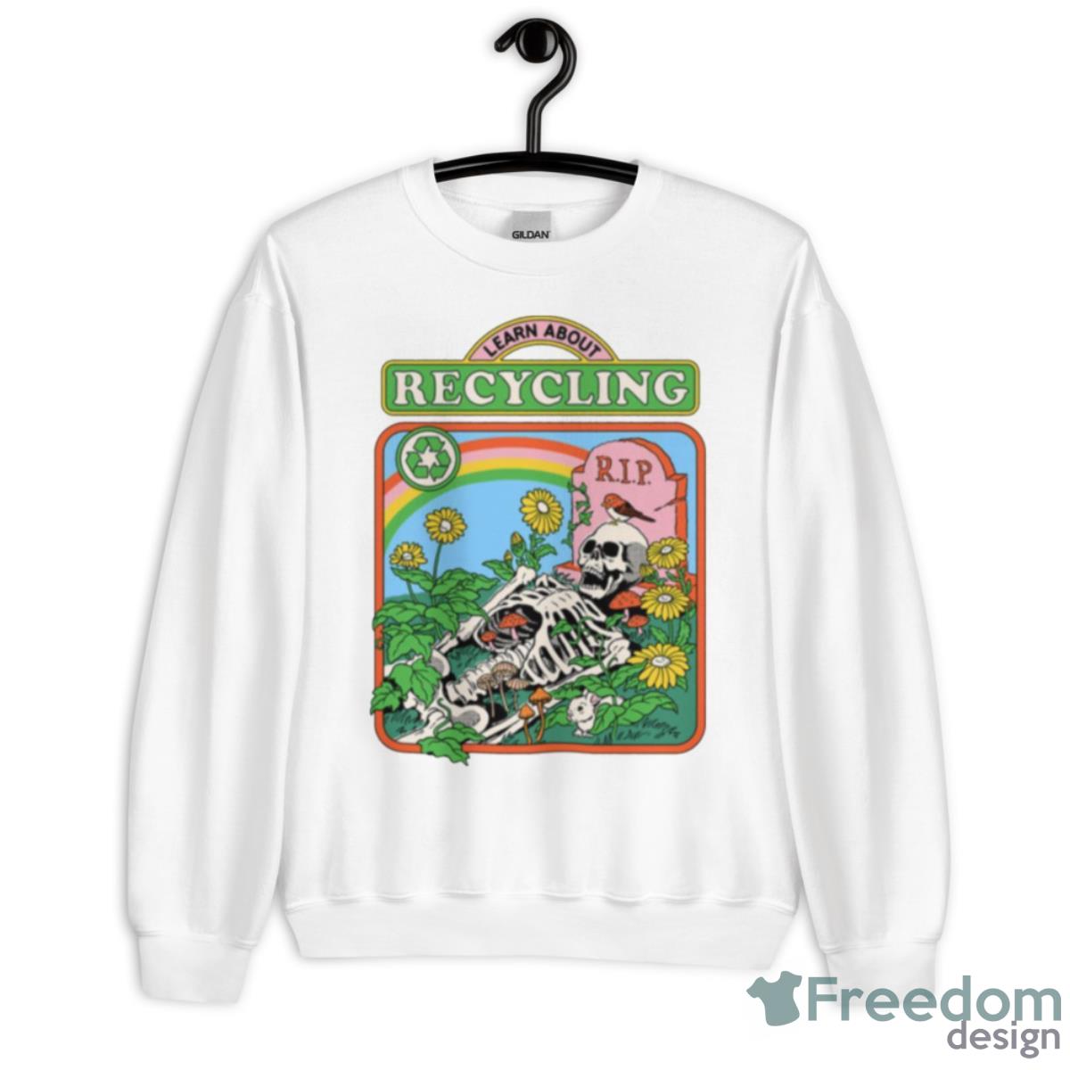 Learn About Recycling Rip Skeleton Retro Shirt - Unisex Heavy Blend Crewneck Sweatshirt