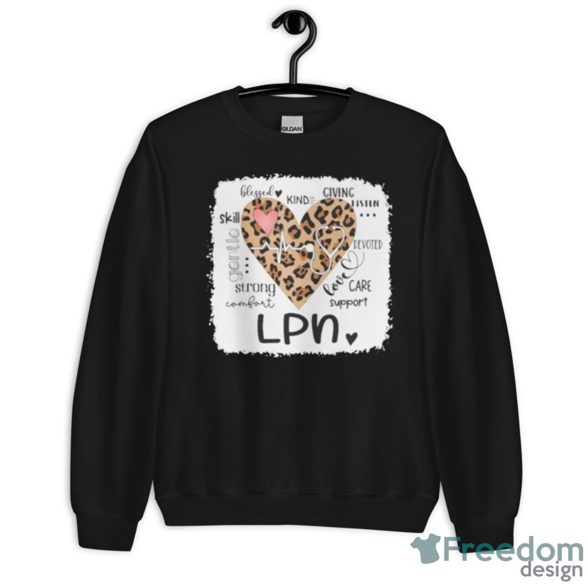 Leopard Heart Design With Bleach LPN Shirt - Unisex Crewneck Sweatshirt