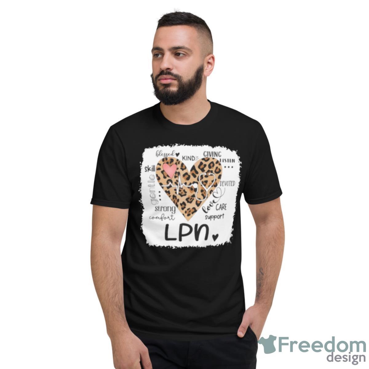 Leopard Heart Design With Bleach LPN Shirt - Short Sleeve T-Shirt