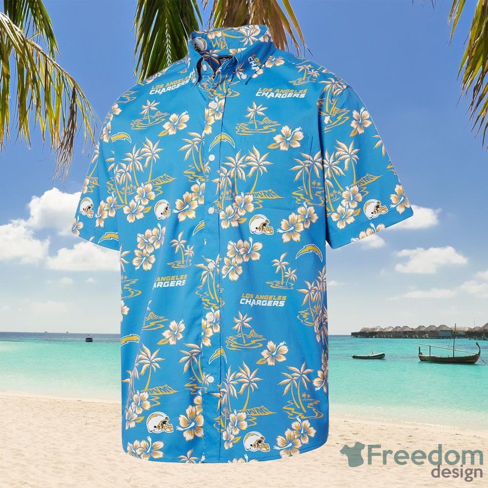 Los Angeles Chargers Coconut Tree Floral Button-Up Hawaiian Shirts