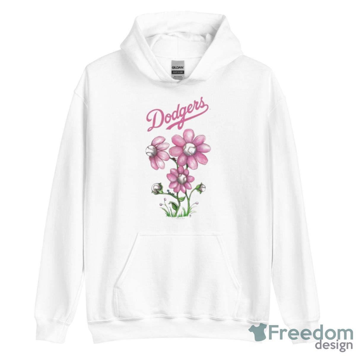 Los Angeles Dodgers Blooming Baseballs Shirt image Los Angeles Dodgers Blooming Baseballs Shirt - Unisex Heavy Blend Hooded Sweatshirt