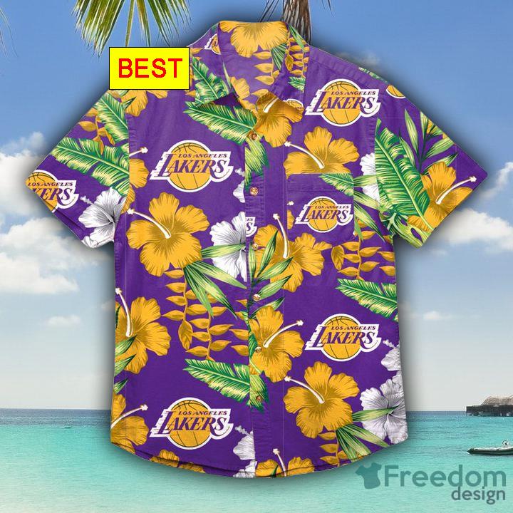 Los Angeles Lakers Tropical Floral Hibicus Hawaiian Shorts Gift For Fans