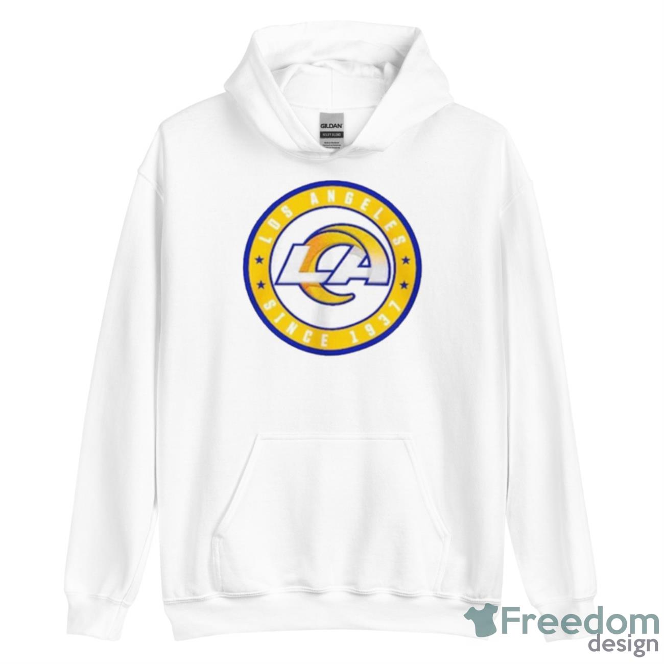Los Angeles Rams New Era Women’s 2023 NFL Draft Shirt - Unisex Heavy Blend Hooded Sweatshirt