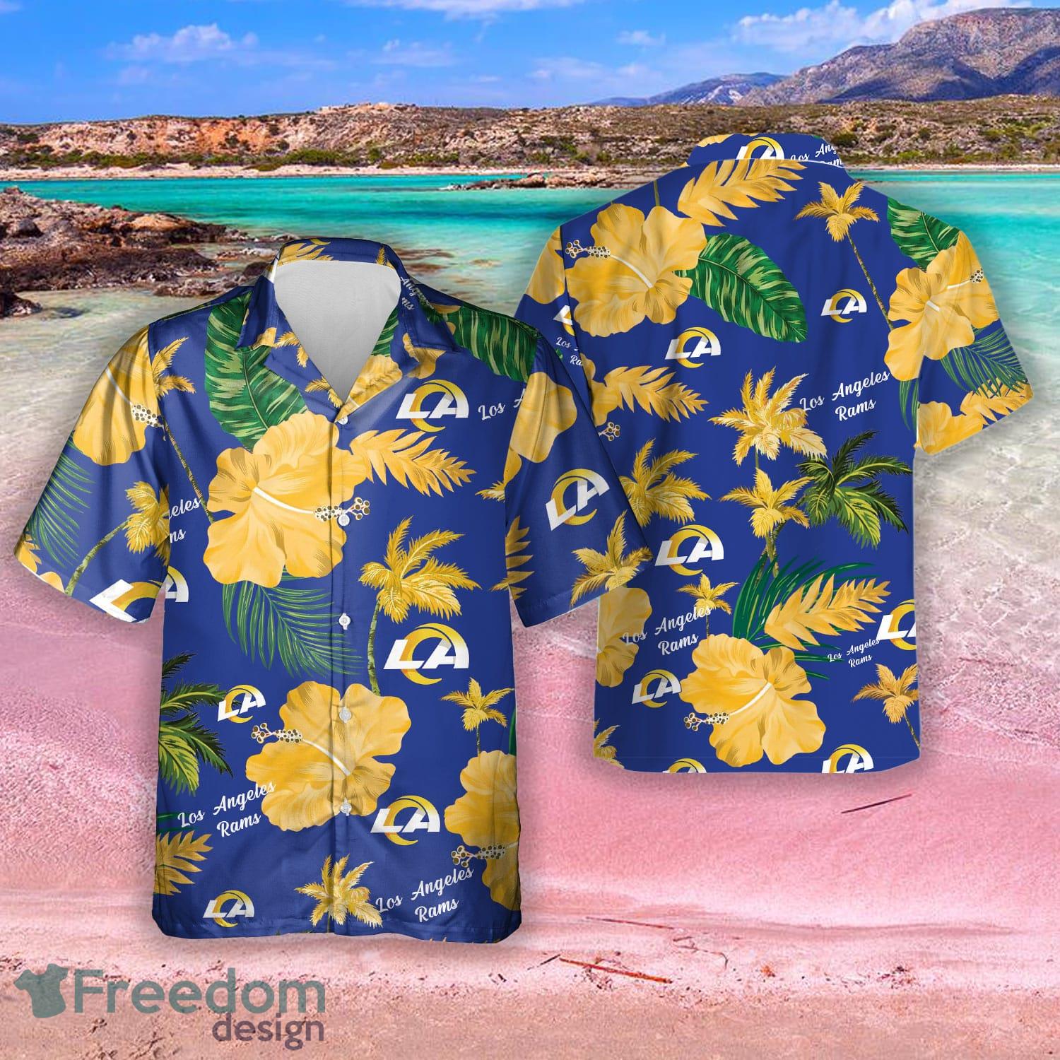 Los Angeles Chargers Nfl Color Hibiscus Button Up Hawaiian Shirt