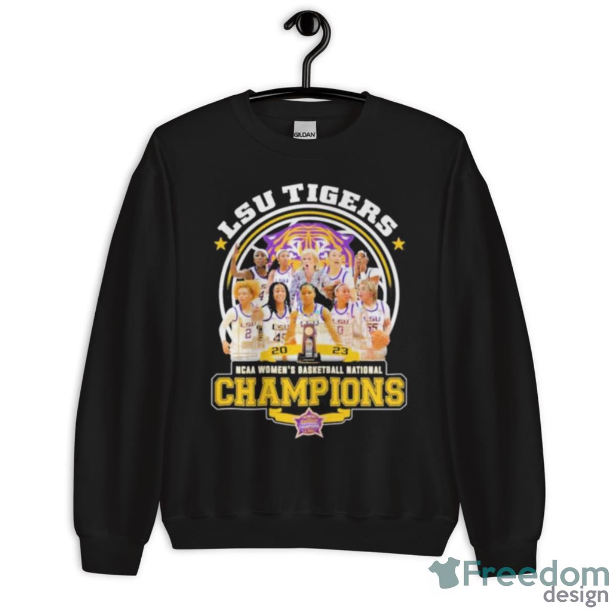 Lsu Tigers 2023 Ncaa Women’s Division I Basketball National Champions Signatures Shirt - Unisex Crewneck Sweatshirt