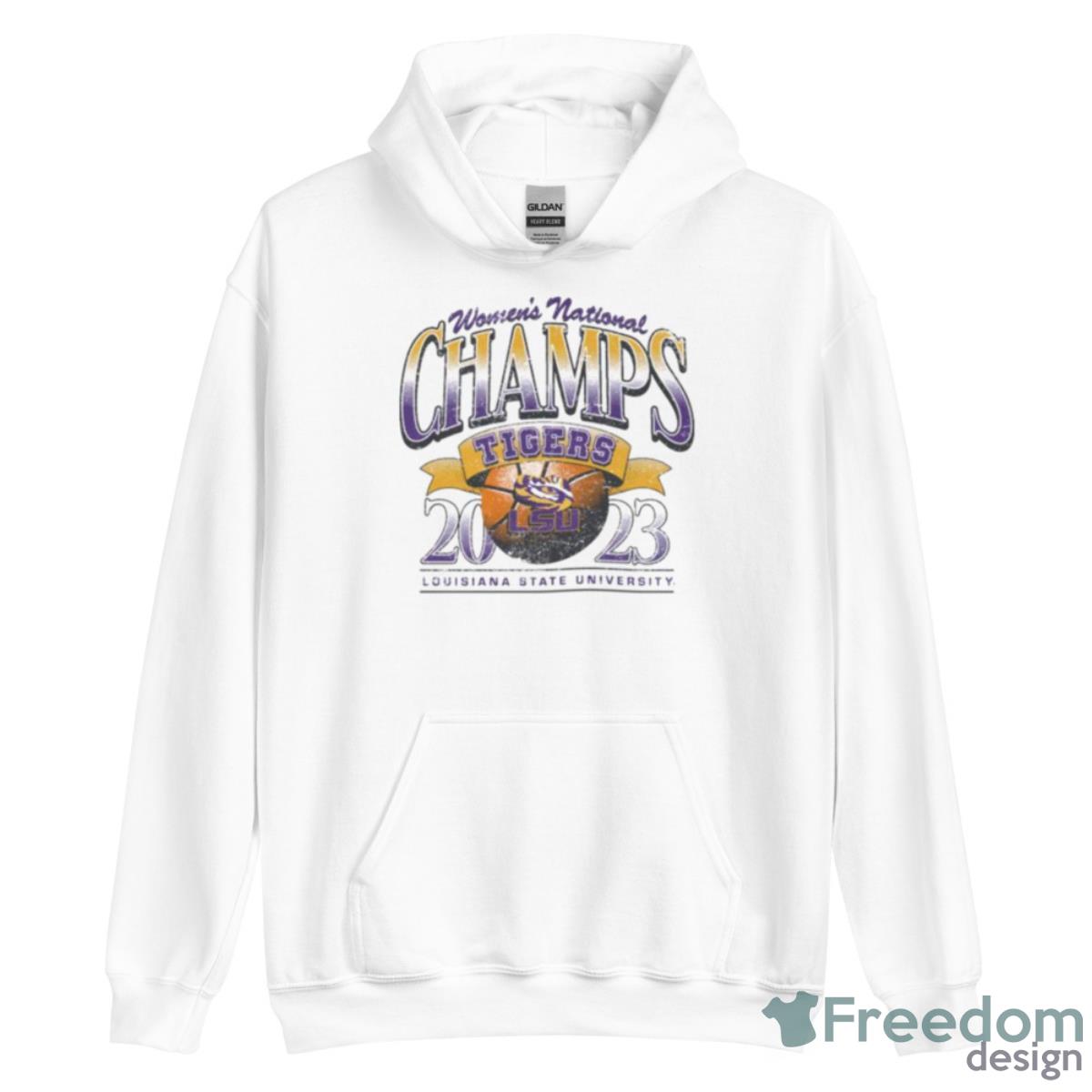 LSU Tigers 2023 Women’s Basketball National Champs Vintage Shirt - Unisex Heavy Blend Hooded Sweatshirt