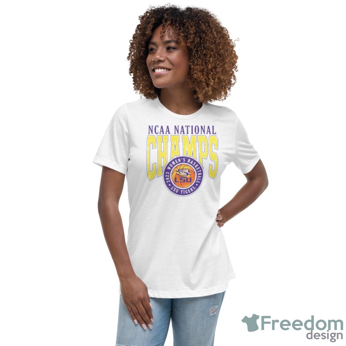 LSU Tigers NCAA National Champs 2023 Women’s Basketball Shirt - Womens Relaxed Short Sleeve Jersey Tee LSU Tigers NCAA National Champs 2023 Women’s Basketball Shirt - Womens Relaxed Short Sleeve Jersey Tee