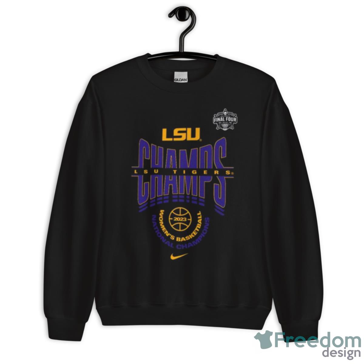 LSU Tigers Nike 2023 NCAA Women’s Basketball National Champions Locker Room Shirt - Unisex Crewneck Sweatshirt