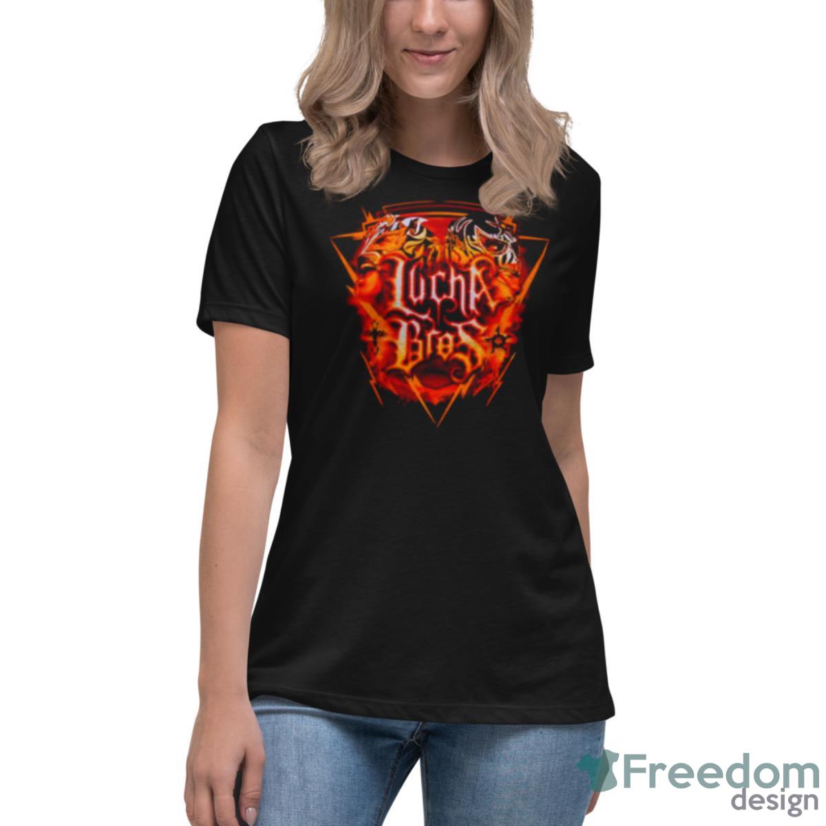 Lucha Bros Fire Shirt - Womens Relaxed Short Sleeve Jersey Tee Lucha Bros Fire Shirt - Womens Relaxed Short Sleeve Jersey Tee