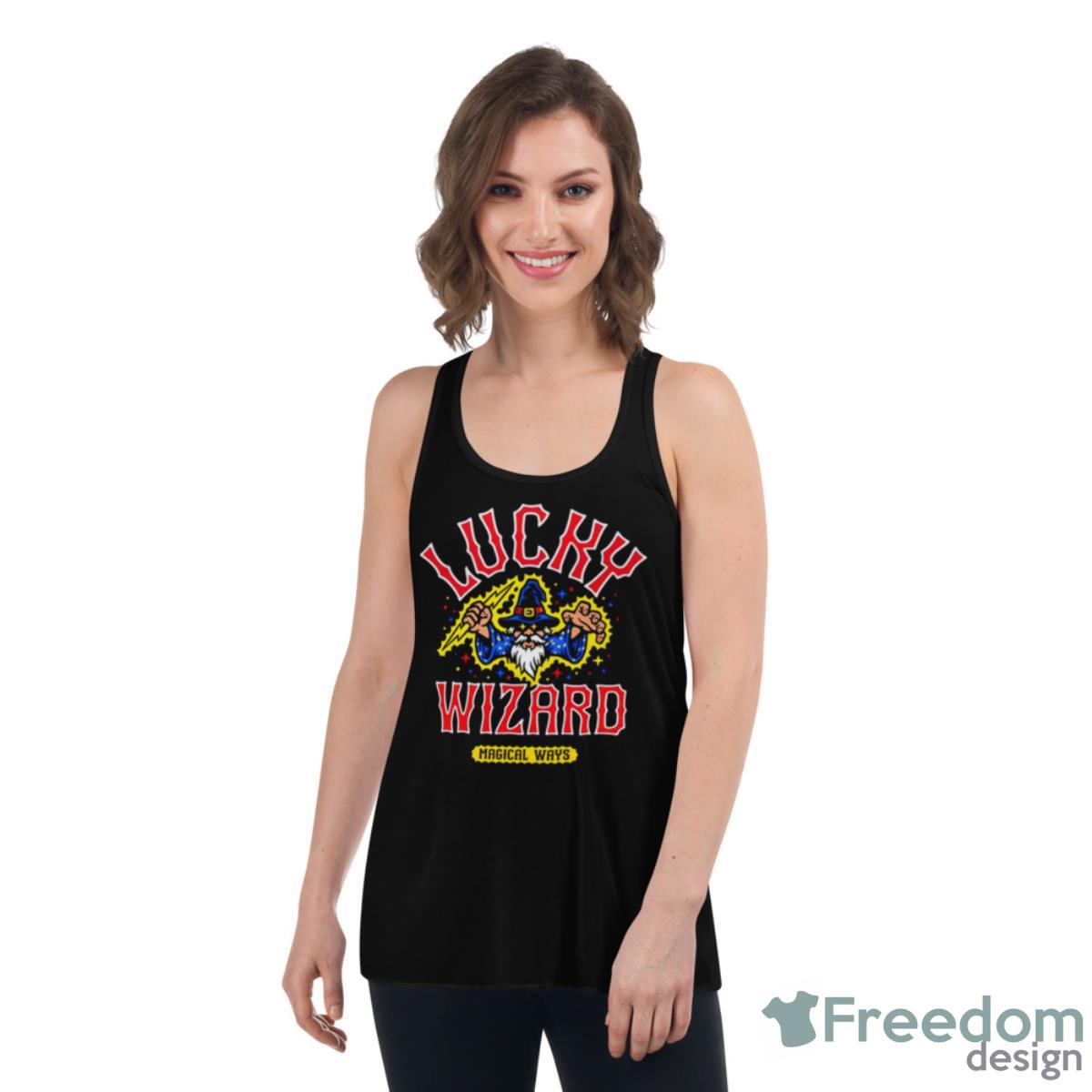 Lucky Wizard Magical Ways Shirt - Womens Flowy Racerback Tank Lucky Wizard Magical Ways Shirt - Womens Flowy Racerback Tank