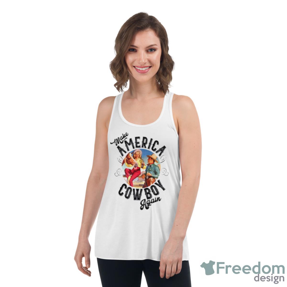 Make America Cowboy Again Texas Cowboy Patriotic Shirt - Womens Flowy Racerback Tank Make America Cowboy Again Texas Cowboy Patriotic Shirt - Womens Flowy Racerback Tank