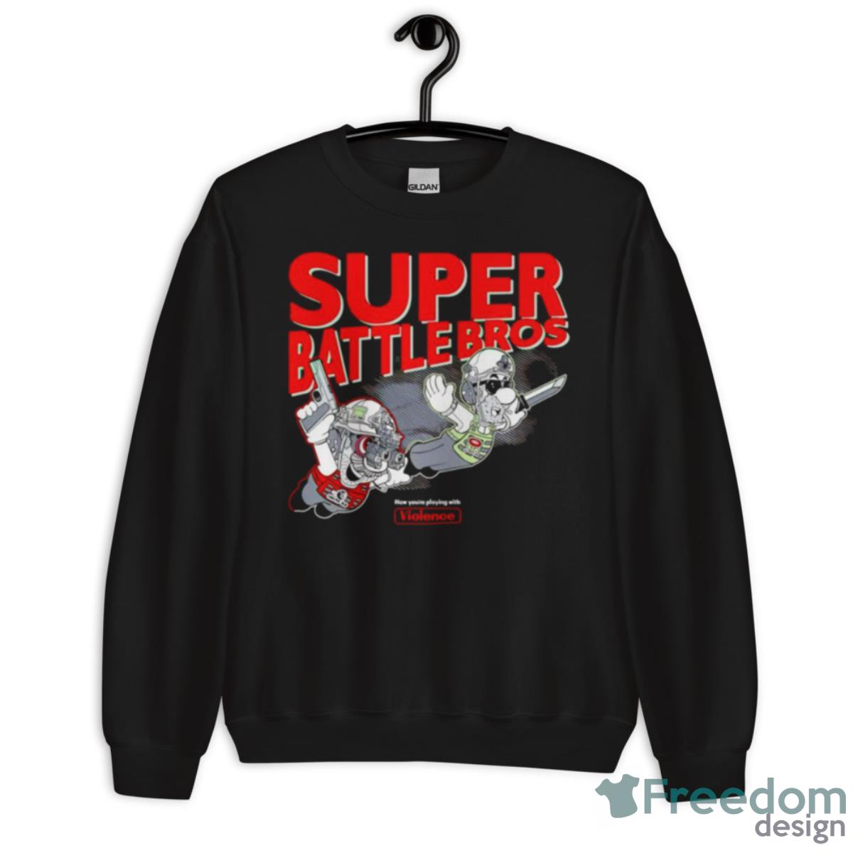 Mario Super Battle Bros Violence Shirt - Unisex Crewneck Sweatshirt