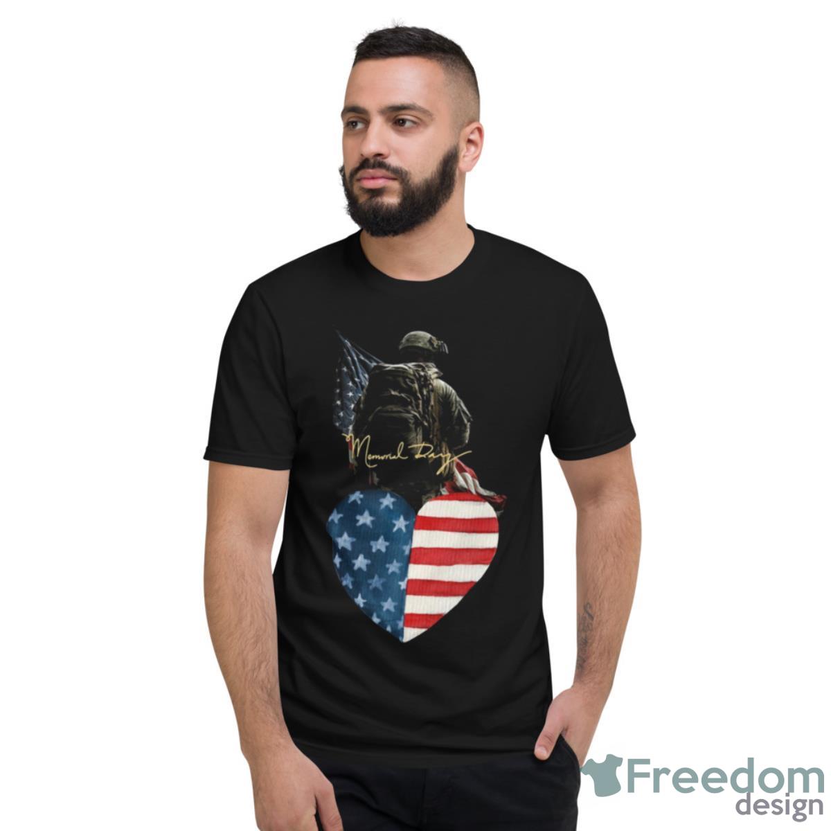 Memorial Day Us Flag Heart Shirt - Short Sleeve T-Shirt