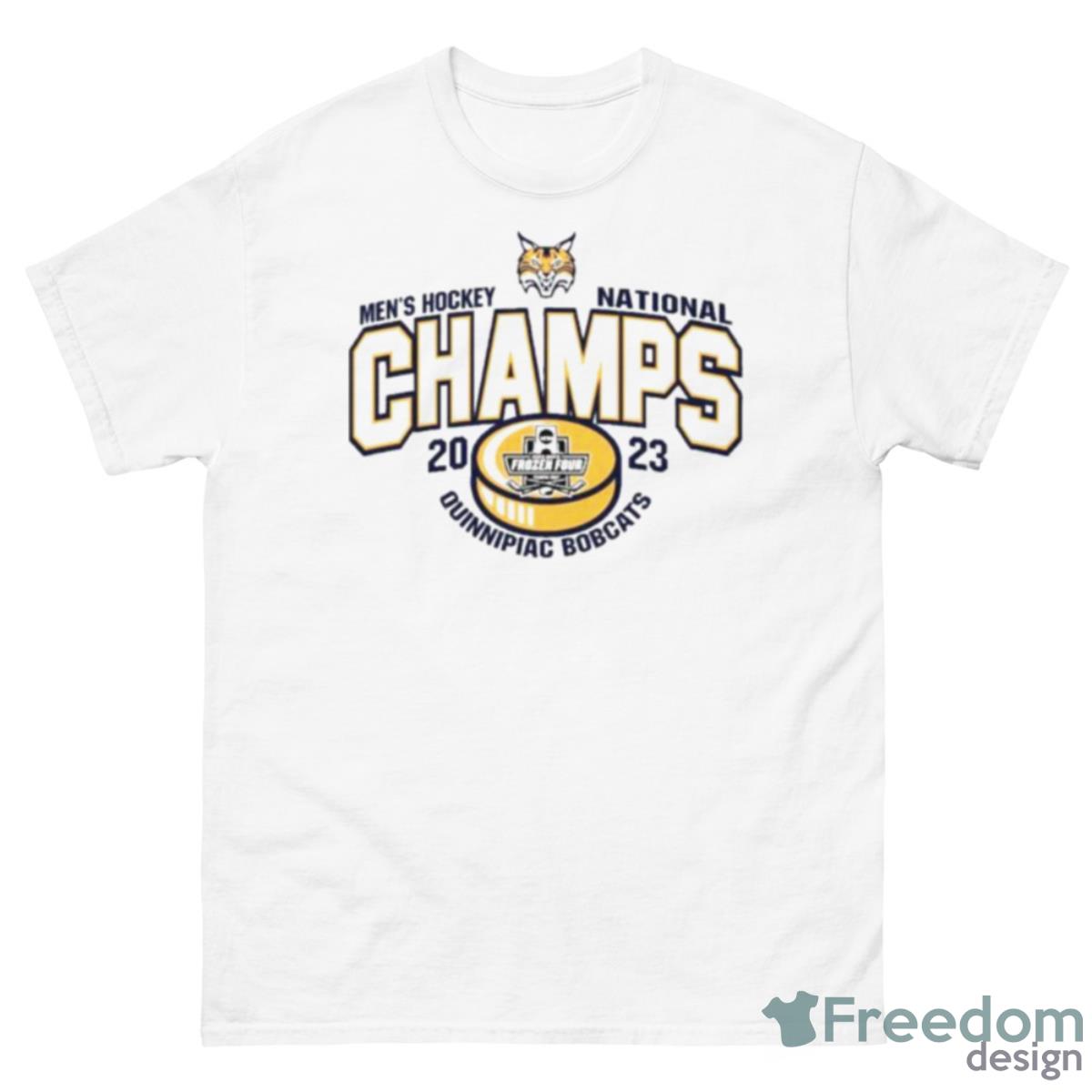 Men’s Quinnipiac Bobcats 2023 Hockey National Champions Shirt - 500 Men’s Classic Tee Gildan