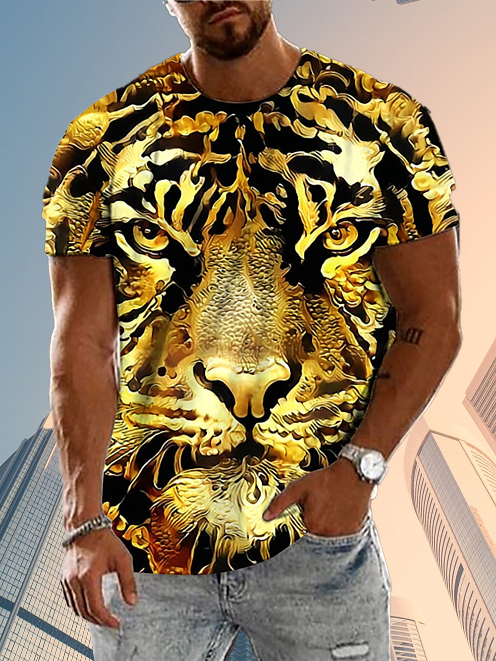 Mens Unisex T shirt Tee Animal Tiger Graphic 3D Print Daily Holiday Short Sleeve Print Clothing Apparel Designer Casual - 060423-092502 Mens Unisex T shirt Tee Animal Tiger Graphic 3D Print Daily Holiday Short Sleeve Print Clothing Apparel Designer Casual - 060423-092502