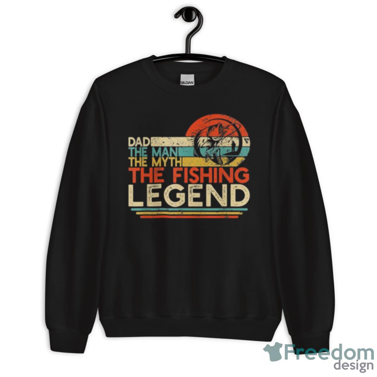 Mens Vintage Bass Fishing Dad Man The Myth The Legend Fisherman Shirt - Unisex Crewneck Sweatshirt