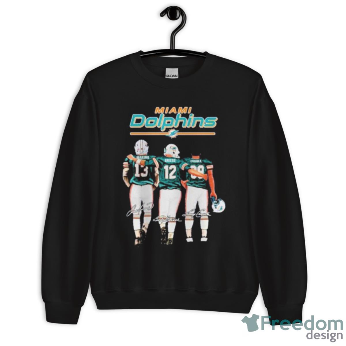 Miami Dolphins Marino Griese And Csonka Signatures Shirt - Unisex Crewneck Sweatshirt