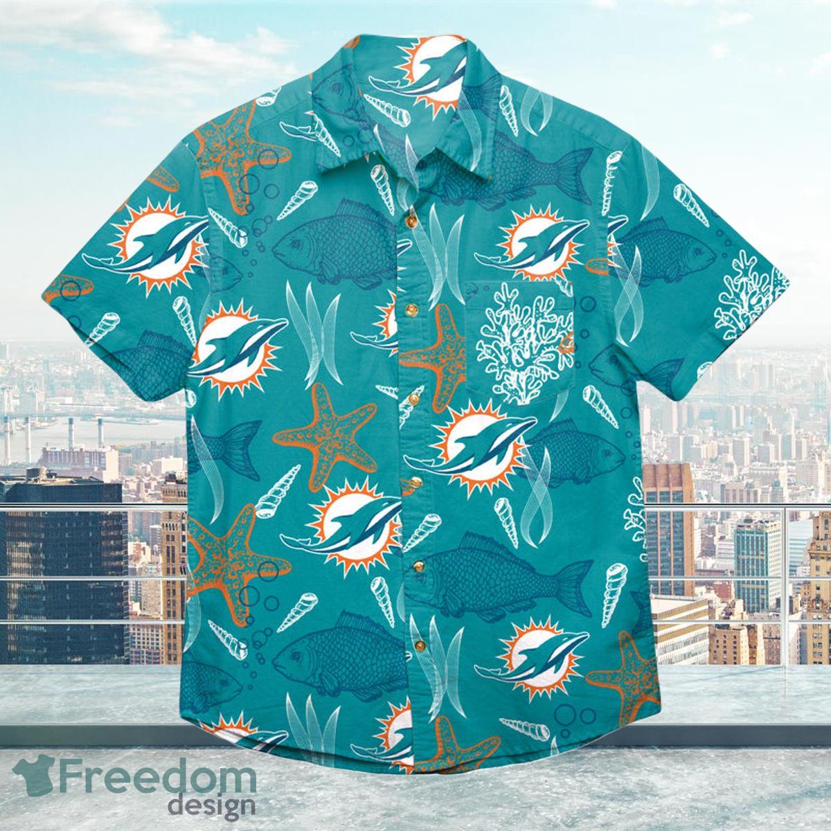 Miami Dolphins Nfl Mens Floral Button Up print for mens hawaiian