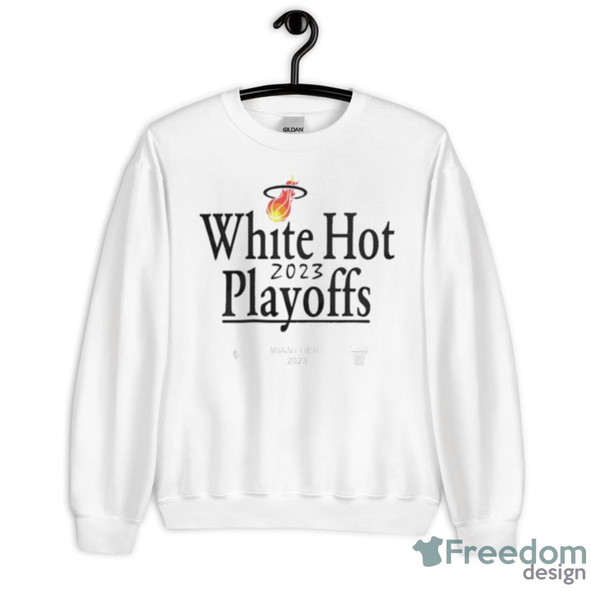 Miami Heat White Hot 2023 NBA Playoffs #WhiteHot Shirt - Unisex Heavy Blend Crewneck Sweatshirt