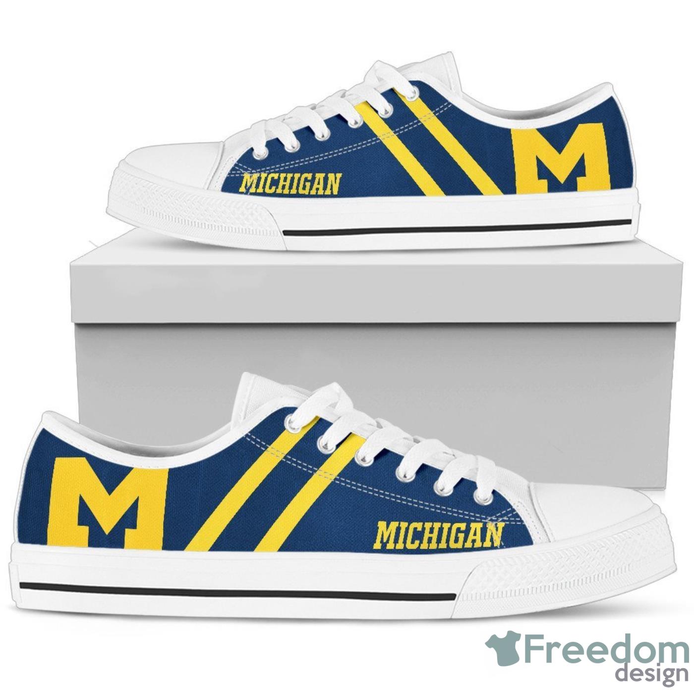 Michigan Wolverines Low Top Canvas Shoes For Men And Women Product Photo 2