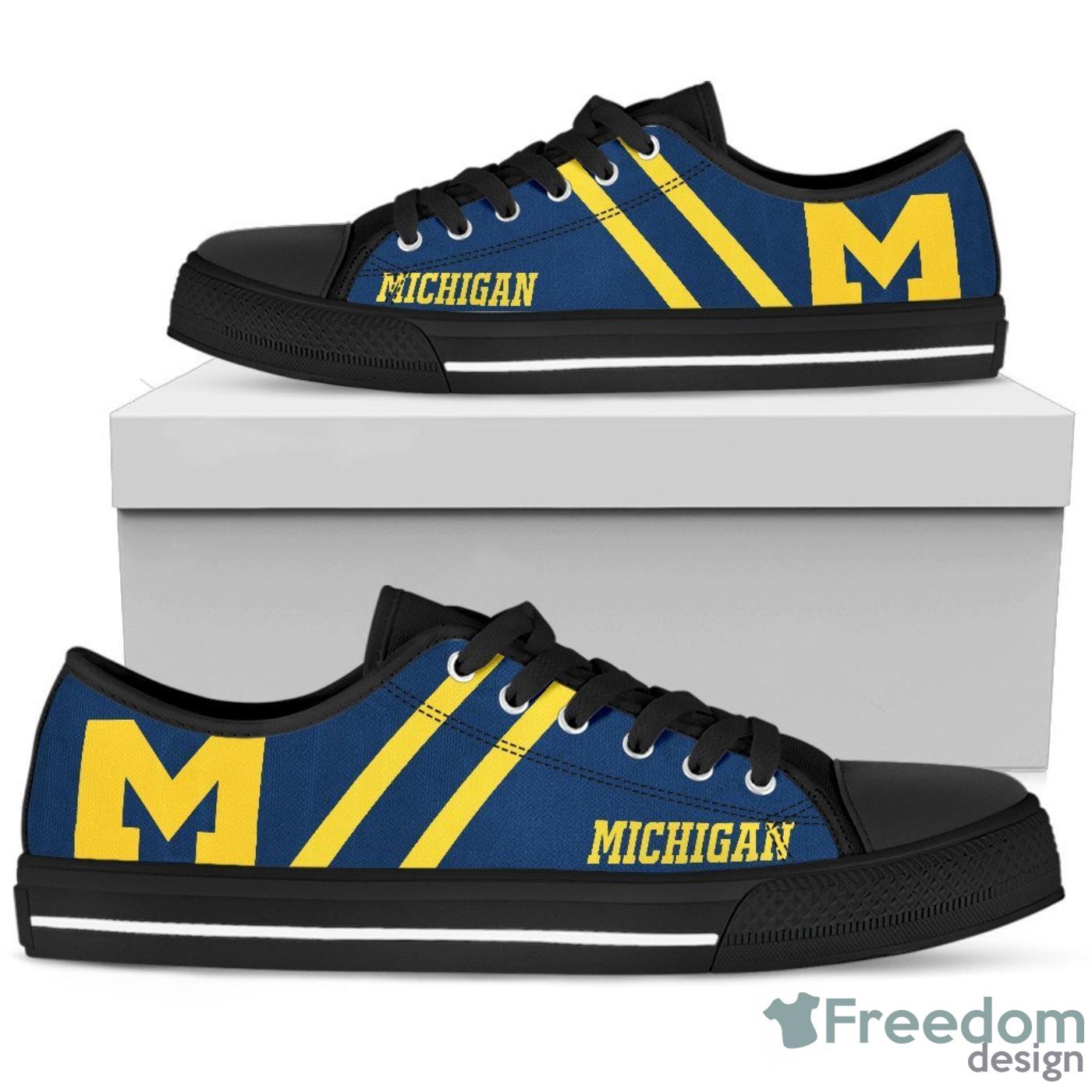 Michigan Wolverines Low Top Canvas Shoes For Men And Women Product Photo 1