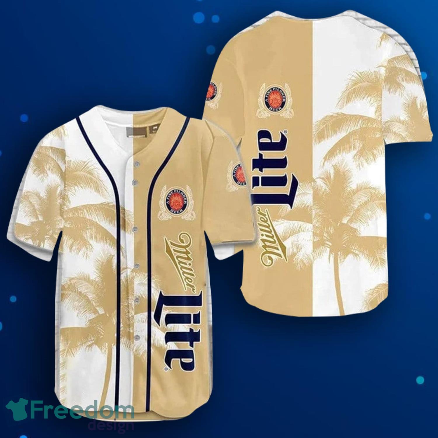 Miller Lite Tropical Coconut Trees Baseball Jersey Product Photo 1